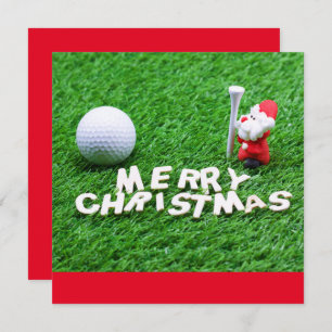 Carte Golf Joyeux Noël avec Père Noël jouant au golf
