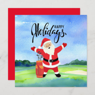 Carte Golf Joyeux vacances avec Noël du Père Noël