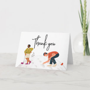 Carte Golf Merci avec texte et deux golfeurs