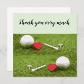 Carte Golf merci beaucoup avec golf balle tee love (Devant / Derrière)