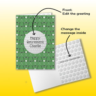 Carte Golf motif nom personnalisé Retraite