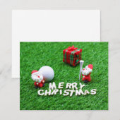 Carte Golf Noël avec Père Noël balle de golf et tee (Devant / Derrière)