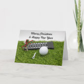 Carte Golf Noël & Nouvel An avec balle de golf et tee (Devant)
