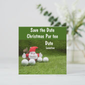 Carte Golf Noël Party enregistrer la date avec Père Noël (Debout devant)