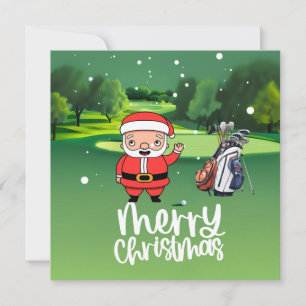 Carte Golf Père Noël joue au golf le jour de Noël