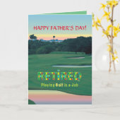 Carte GOLF - Retraité "Jouer au golf est un travail" (Fleur jaune)