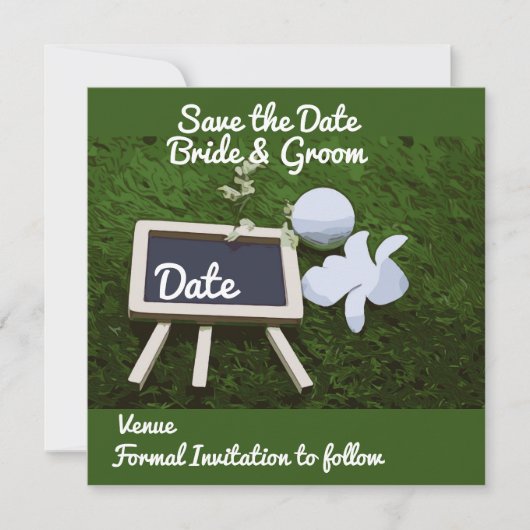 Carte Golf Save the Date avec balle de golf et fleur (Devant)