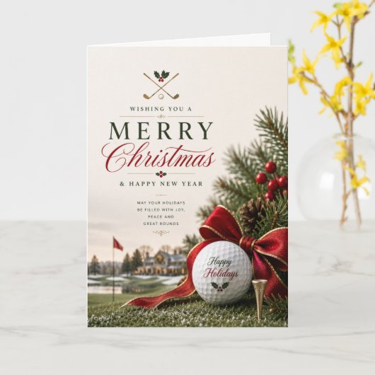 Carte Golf sur le thème de Noël pour golfeur (Fleur jaune)