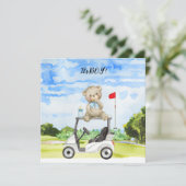 Carte Golf Teddy Bear It's Boy for Baby shower (Debout devant)