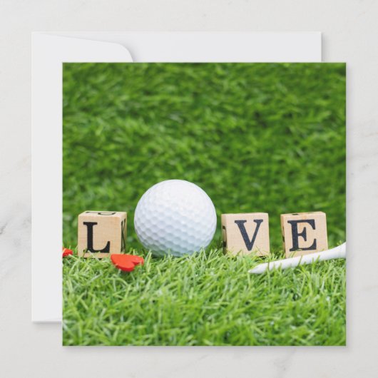 Carte Golf Valentine's Day boule avec Love bois Word (Devant)