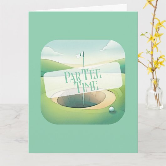 Carte Golf Vert Thème Anniversaire (Fleur jaune)