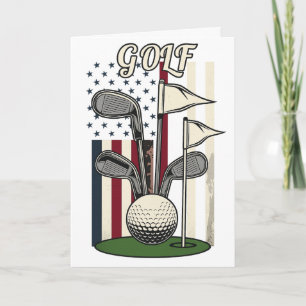 Carte Golf Vintage Drapeau Américain Clubs Rétro Amoureu