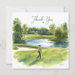 Carte Golf Woman golfer est golfeuse sur le terrain de g