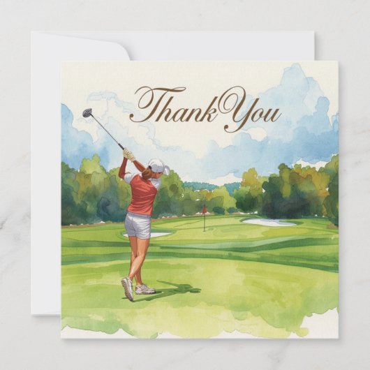 Carte Golf Woman golfer est golfeuse sur le terrain de g (Devant)