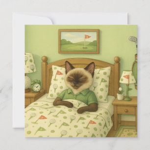 Carte Golfer Cat dort dans la chambre à thème Golf