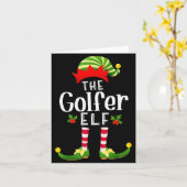 Carte Golfer Christmas Elf Matching Pajama X-mas Party (Fleur jaune)