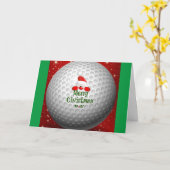 Carte Golfer Père Noël, "Joyeux Noël" (Fleur jaune)
