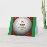 Carte Golfer Père Noël, "Joyeux Noël"<br><div class="desc">Le Père Noël envoie ses voeux de Noël aux golfeurs partout. Le design de Noël coloré et festif.</div>