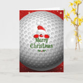 Carte Golfer Père Noël, "Joyeux Noël" (Fleur jaune)