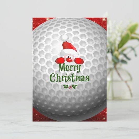 Carte Golfer Père Noël, "Joyeux Noël" (Debout devant)