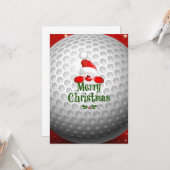 Carte Golfer Père Noël, "Joyeux Noël" (Devant/Arrière en situation)