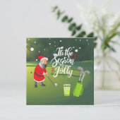 Carte Golfer Santa Claus balle de golf à neige Noël (Debout devant)