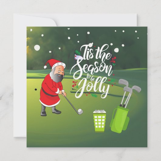 Carte Golfer Santa Claus balle de golf à neige Noël (Devant)