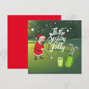 Carte Golfer Santa Claus balle de golf à neige Noël