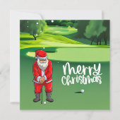 Carte Golfer Santa Claus golf sur vert à Noël (Devant)