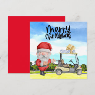 Carte Golfer Santa Claus golf sur vert à Noël
