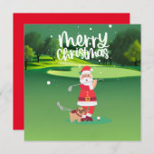 Carte Golfer Santa Claus golf sur vert à Noël (Devant / Derrière)