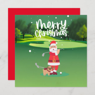 Carte Golfer Santa Claus golf sur vert à Noël