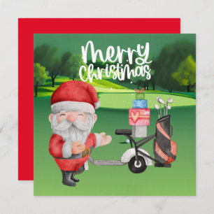 Carte Golfer Santa Claus golf sur vert à Noël