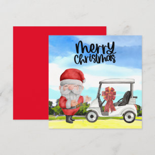 Carte Golfer Santa Claus golf sur vert à Noël