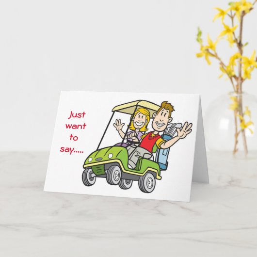 CARTE GOLFERS VEUT SIMPLEMENT DIRE "JOLI ANNIVERSAIRE" (Fleur jaune)