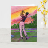 Carte Golfeur au champ (Fleur jaune)