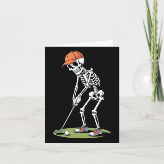 Carte Golfeur d'Halloween Joueur de Golf Squelette Golf (Devant)