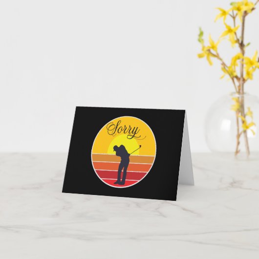Carte Golfeur en silhouette  golfant Condoléances désolé (Fleur jaune)