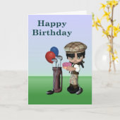 Carte Golfeur jeune à peau foncée (Fleur jaune)