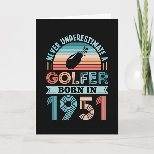 Carte Golfeur né 1951 Golfing 70e anniversaire Cadeau pa (Devant)