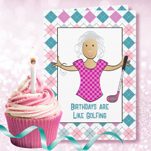 Carte Golfeuse Femme Dessin Animé Citation Drôle Ethniqu