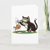 Carte Golfiste de chat drôle Pêche Aléa d'eau (Devant)