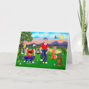 Carte Golfistes de Dessin Animé - Pour l'Amour du Golf