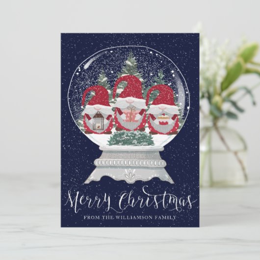Carte Gomes mignons dans un Globe des neiges (Debout devant)