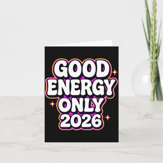 Carte Good Energy Only 2026 Retro Bubble Letter Design  (Devant)