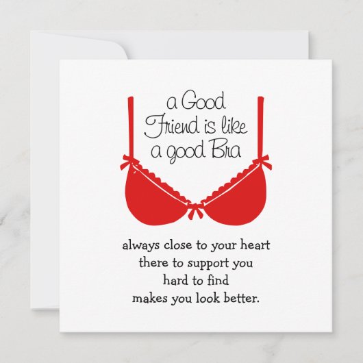 Carte Good Friends Are Like Bras, Funny Friendship Card (Devant)