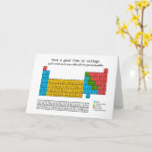 Carte Good luck at college - Chemistry periodic table (Fleur jaune)
