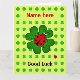 Carte Good Luck grand nom personnalisé ladybug trocs