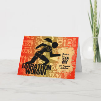 Carte Good Luck Marathon Femme Sport Thème Personnalisé