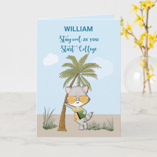 Carte Good Luck Start College Custom Name Funny Cool (Fleur jaune)